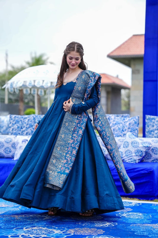 Mauve Blue Silk Set
