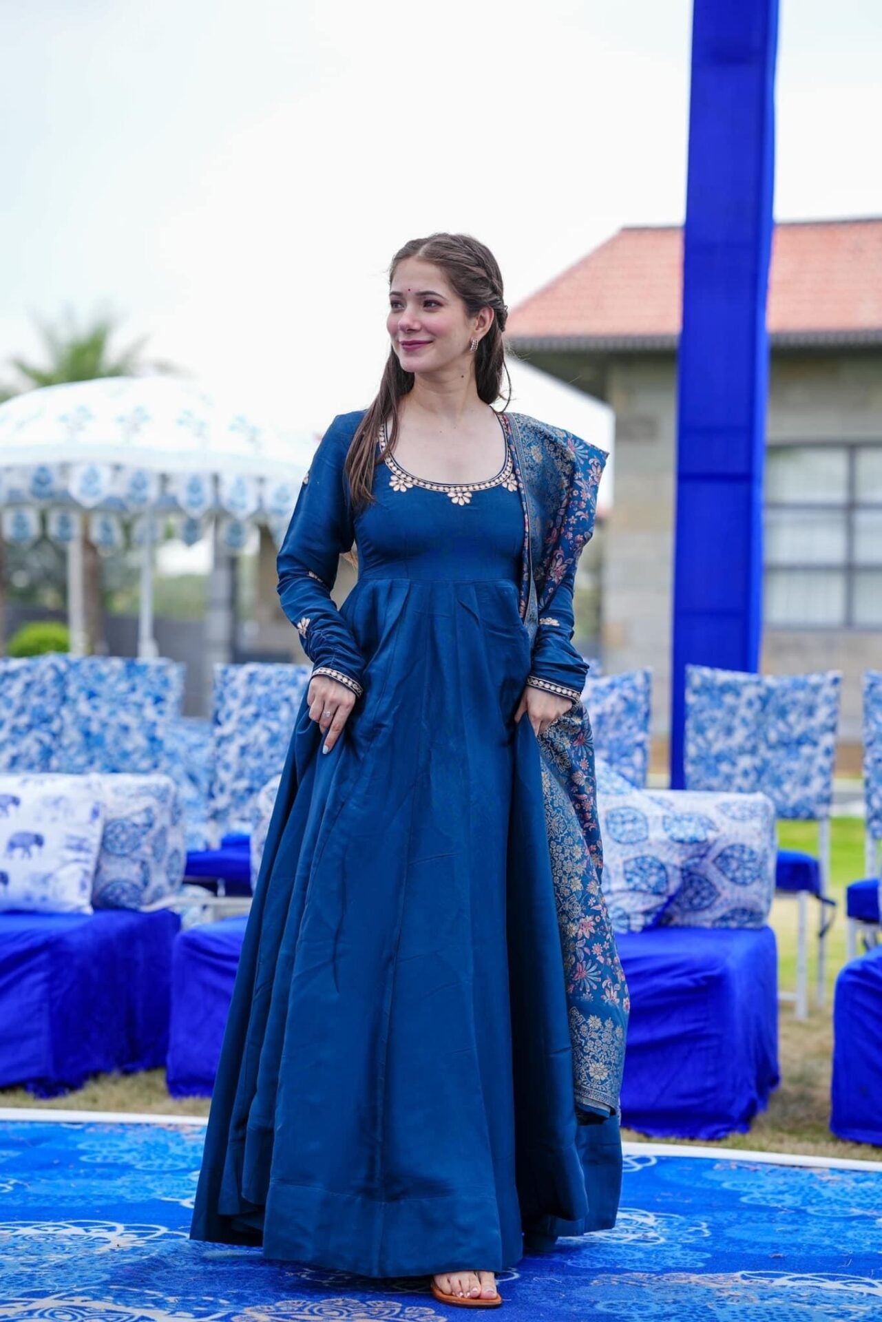 Mauve Blue Silk Set