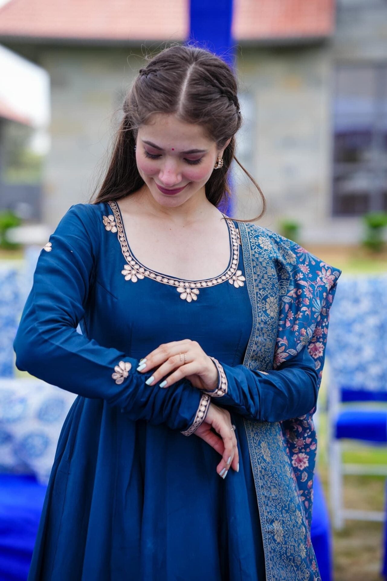 Mauve Blue Silk Set