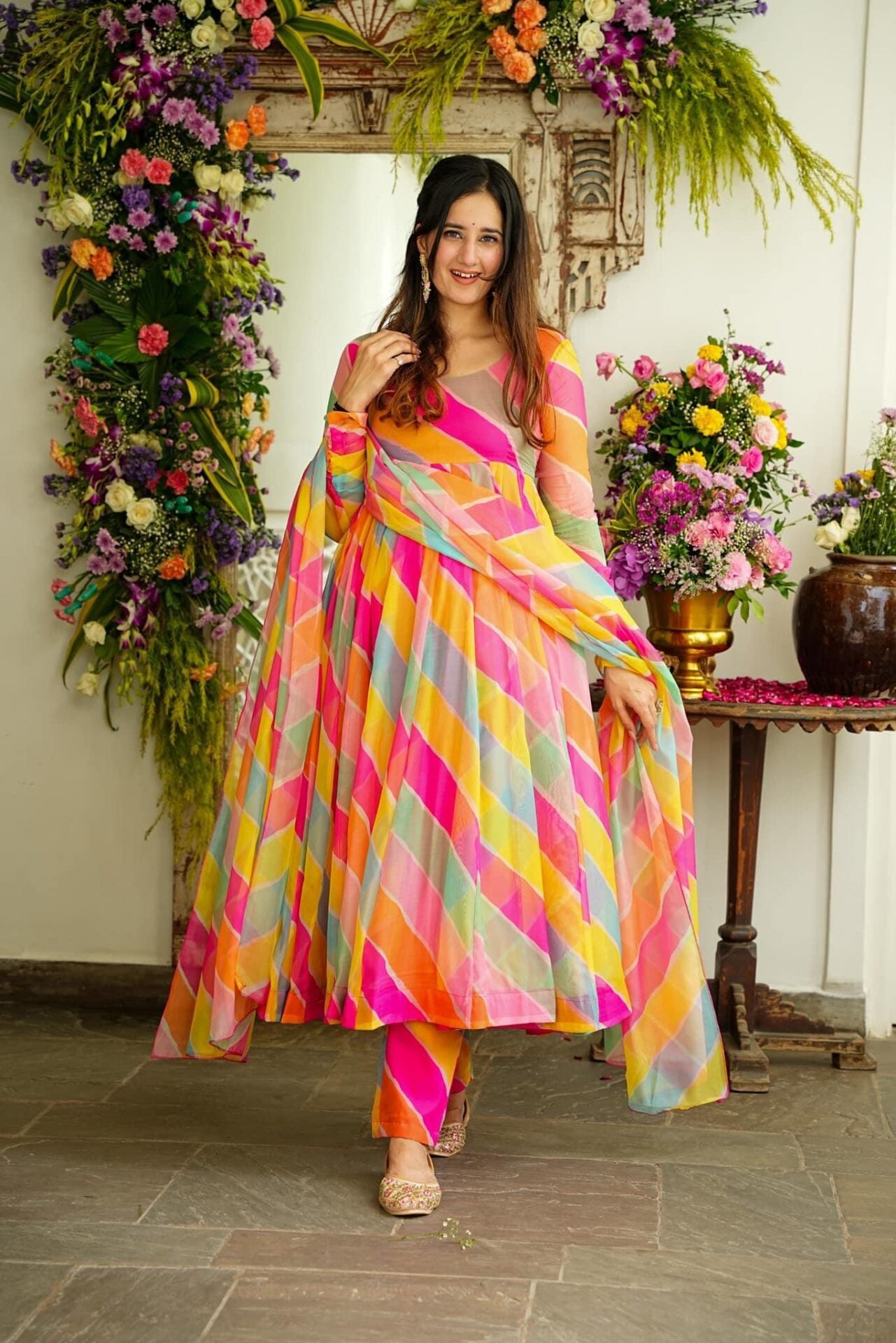 Leheriya organza suit set