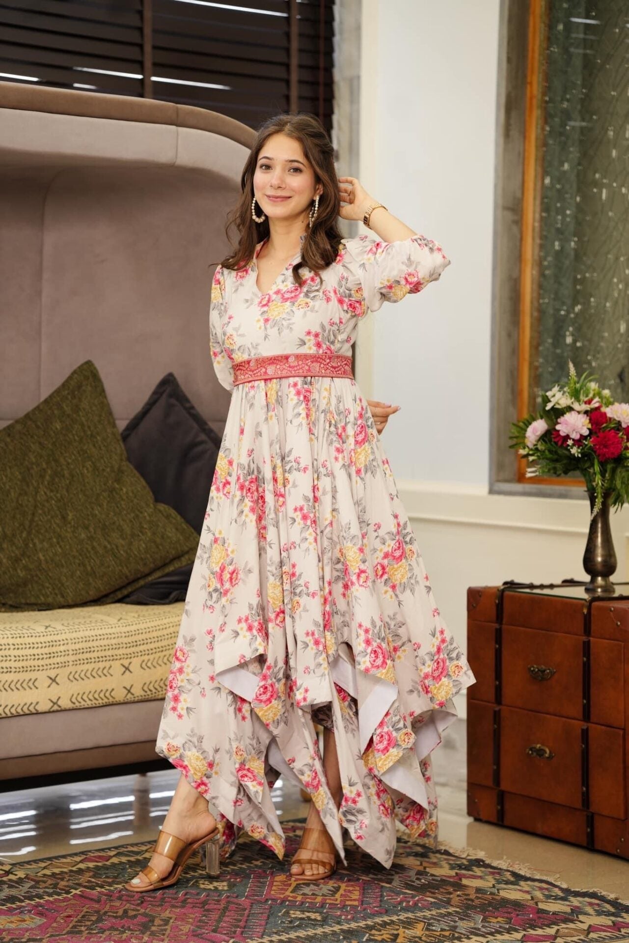 SASHA RAYON ASYMMETRICAL DRESS