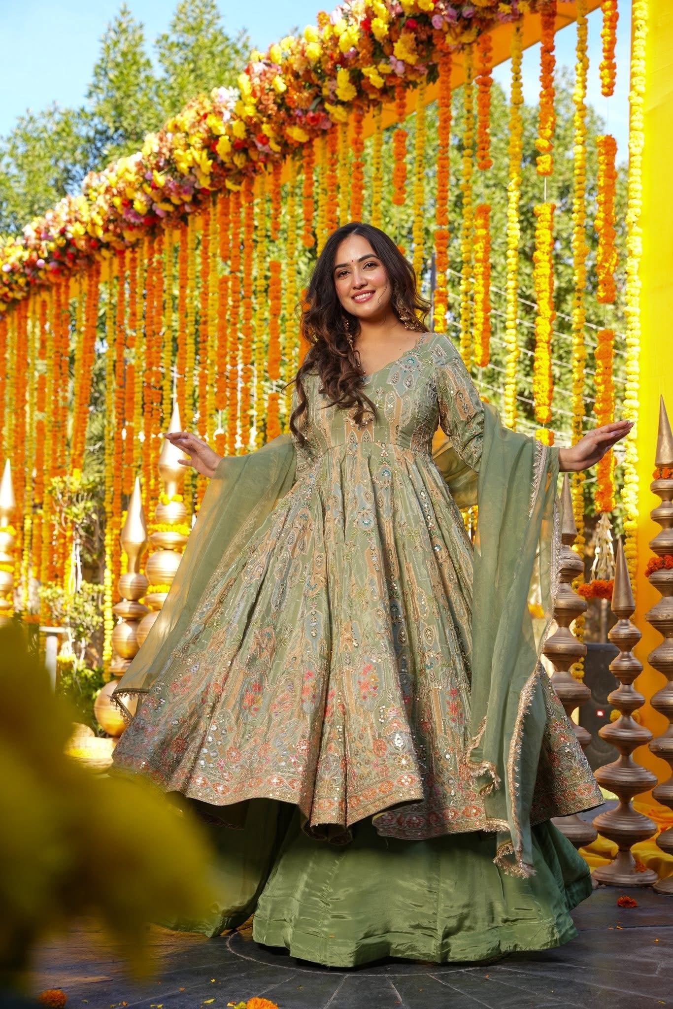 Nazakat Green Wedding Wear Heavy Suit Set