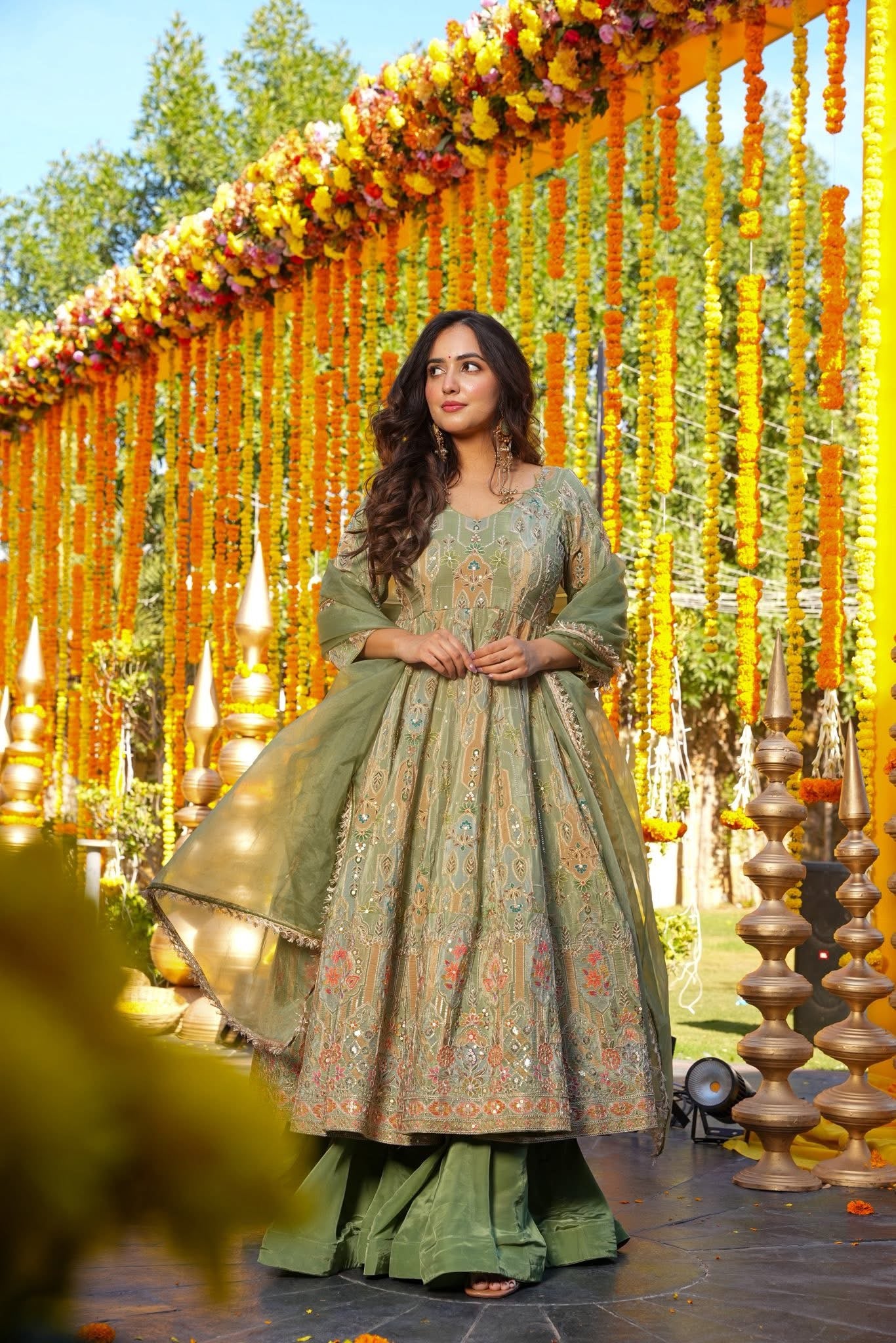 Nazakat Green Wedding Wear Heavy Suit Set