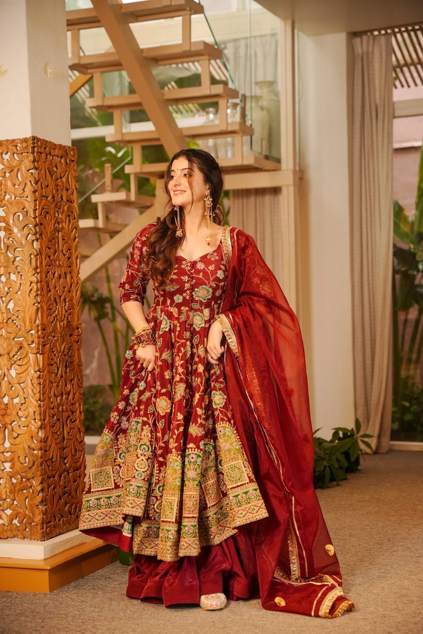 Osha Heavy Embroidered Anarkali Suit Set