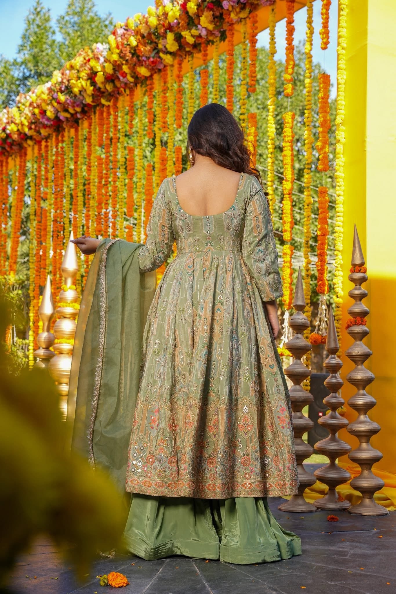 Nazakat Green Wedding Wear Heavy Suit Set