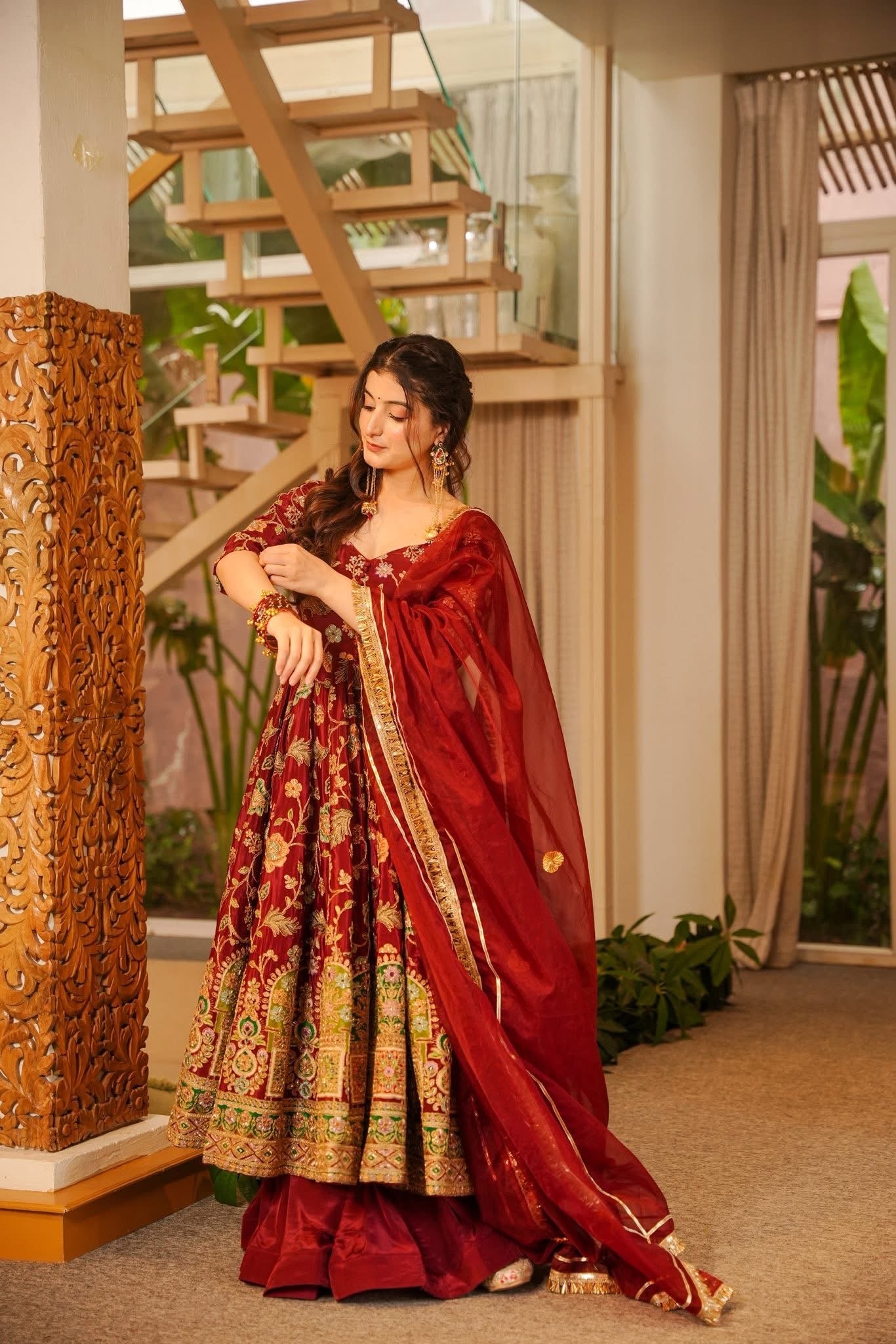 Osha Heavy Embroidered Anarkali Suit Set