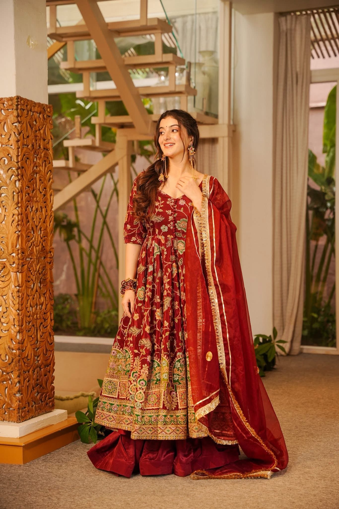 Osha Heavy Embroidered Anarkali Suit Set