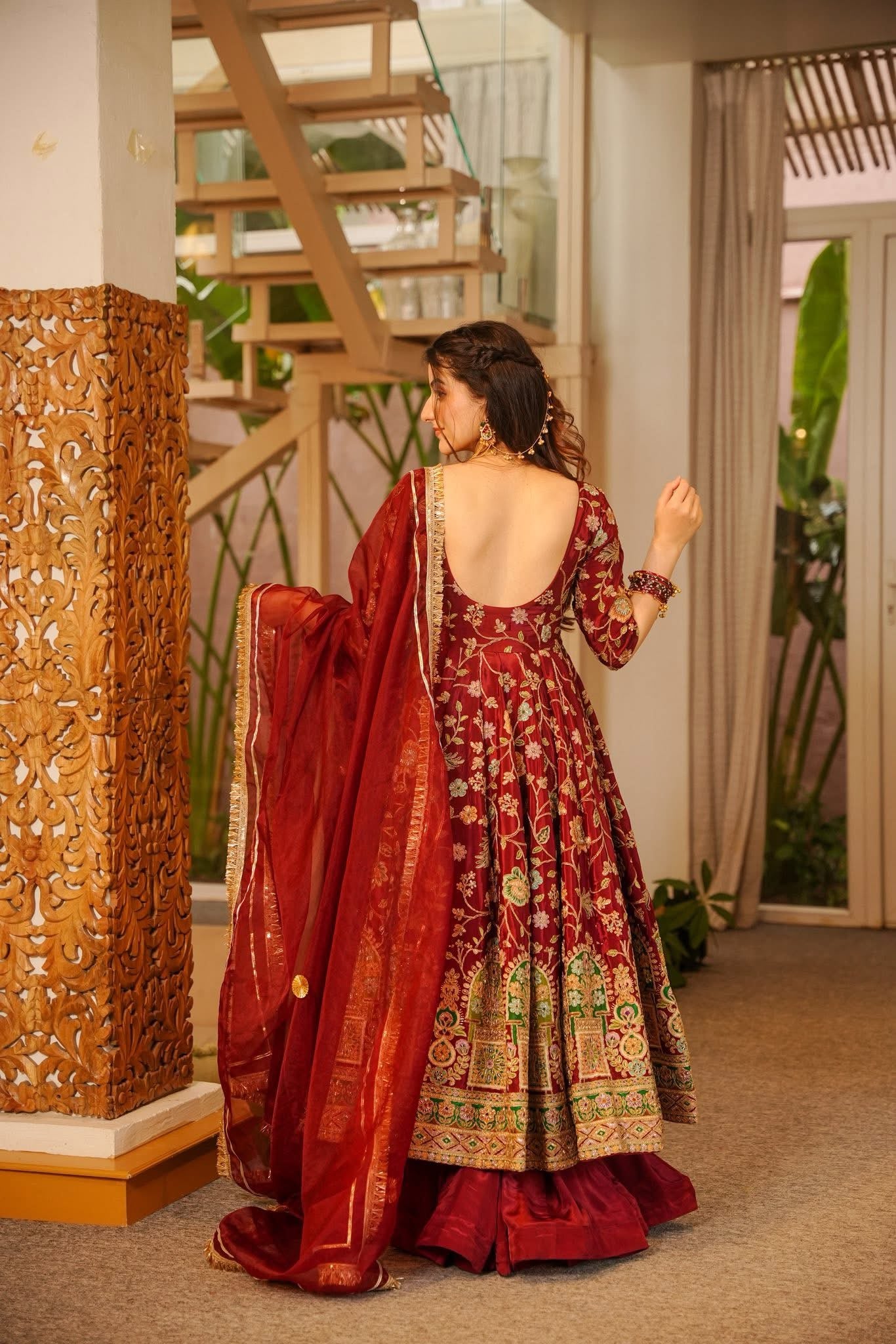 Osha Heavy Embroidered Anarkali Suit Set