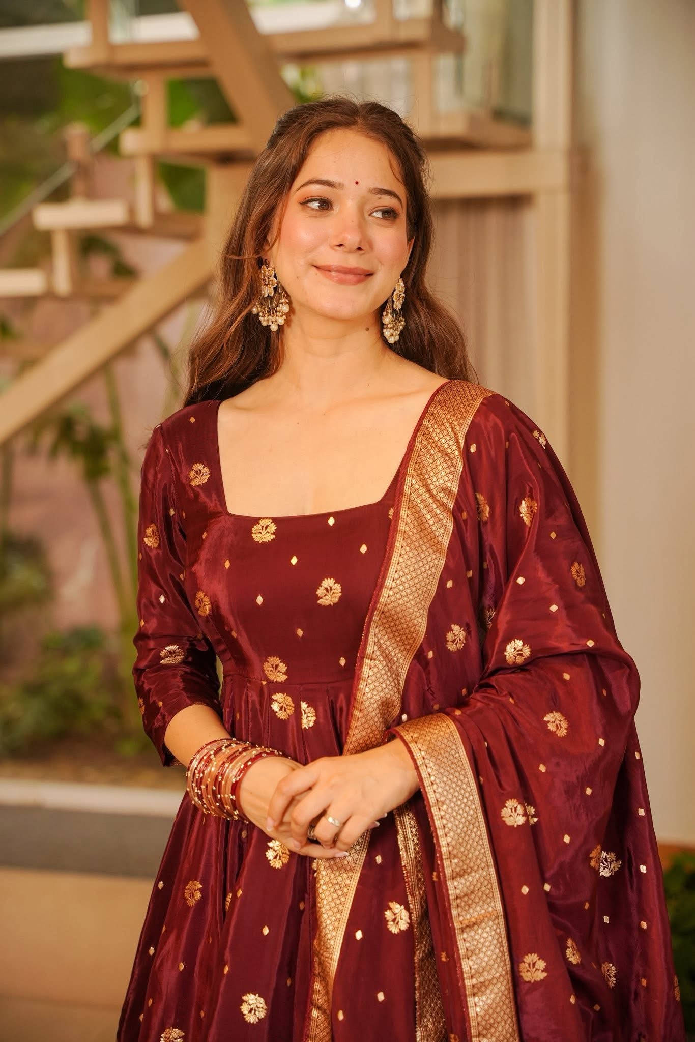 Zivah Silk Anarkali Suit Set with Dupatta