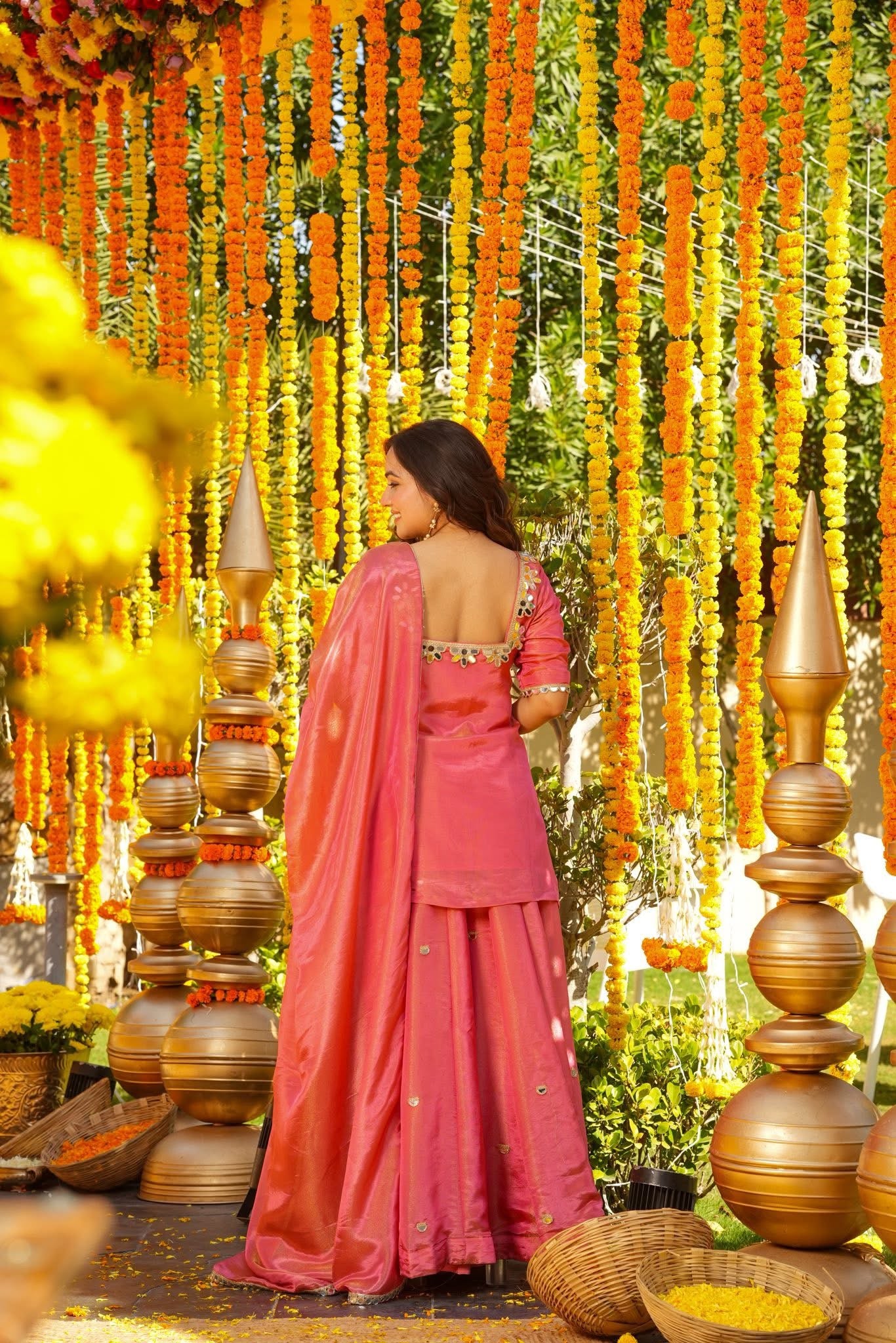 Avenia Pink Wedding Wear Sharara Set