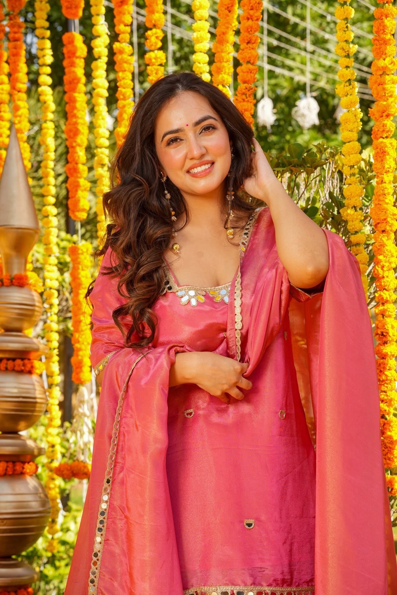 Avenia Pink Wedding Wear Sharara Set