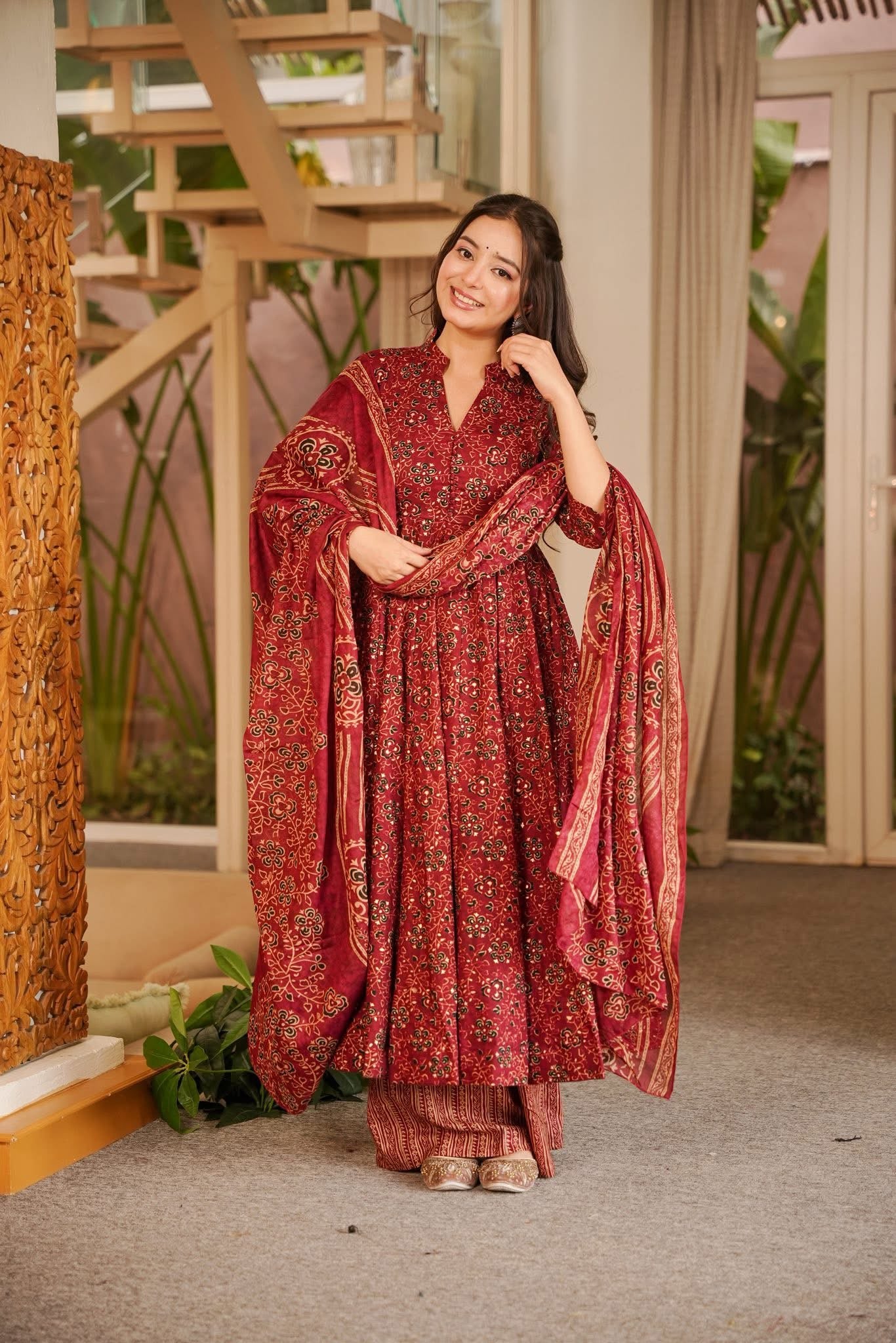 Ekantika Printed Cotton Anarkali Suit Set