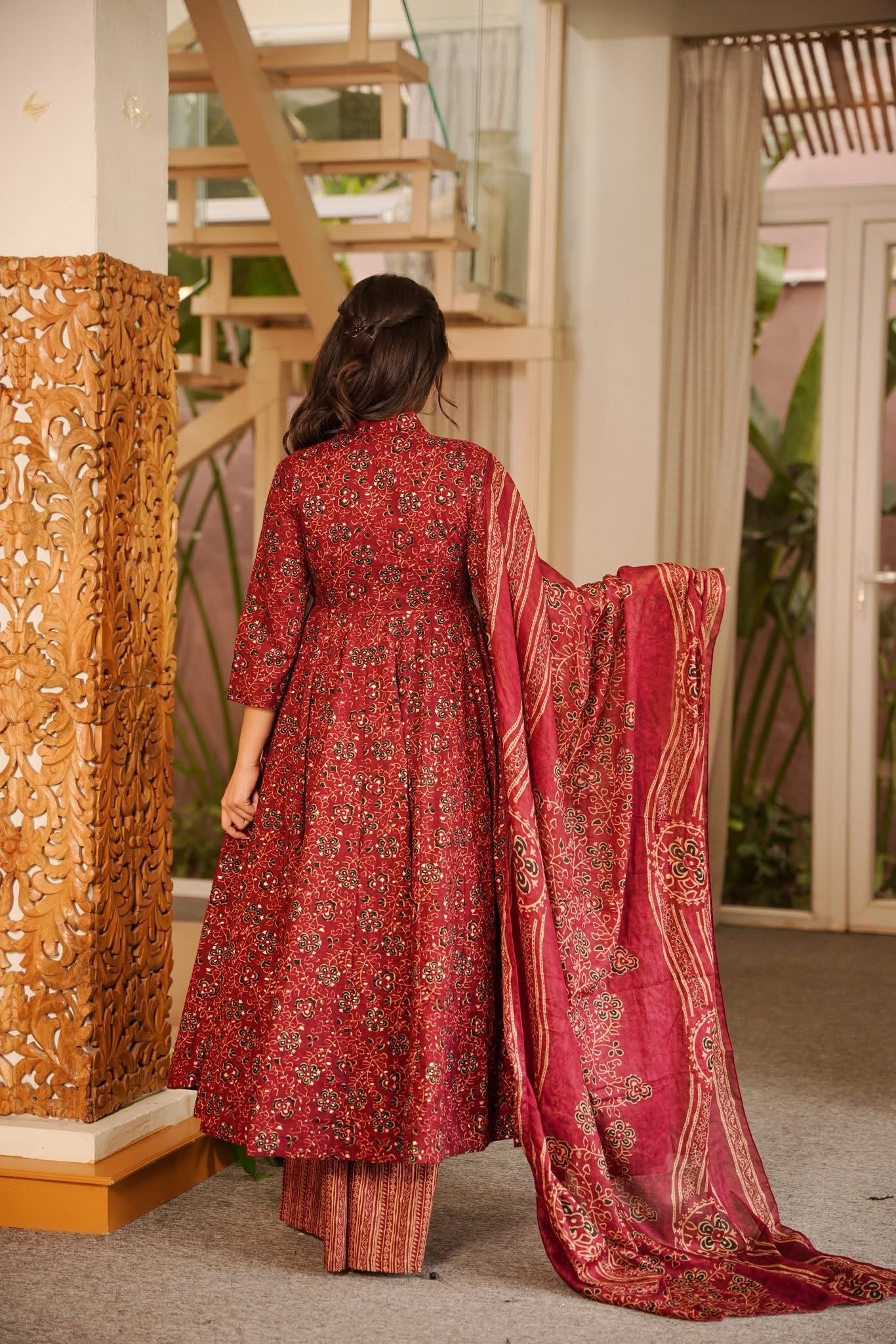 Ekantika Printed Cotton Anarkali Suit Set
