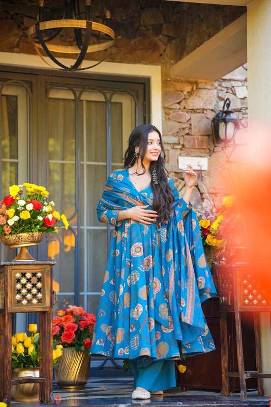 Tushara Cotton Anarkali Suit Set