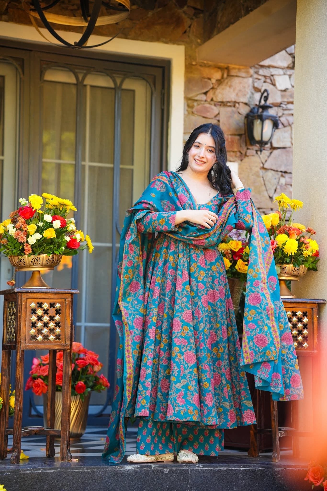 Mahveenah Cotton Anarkali Suit Set