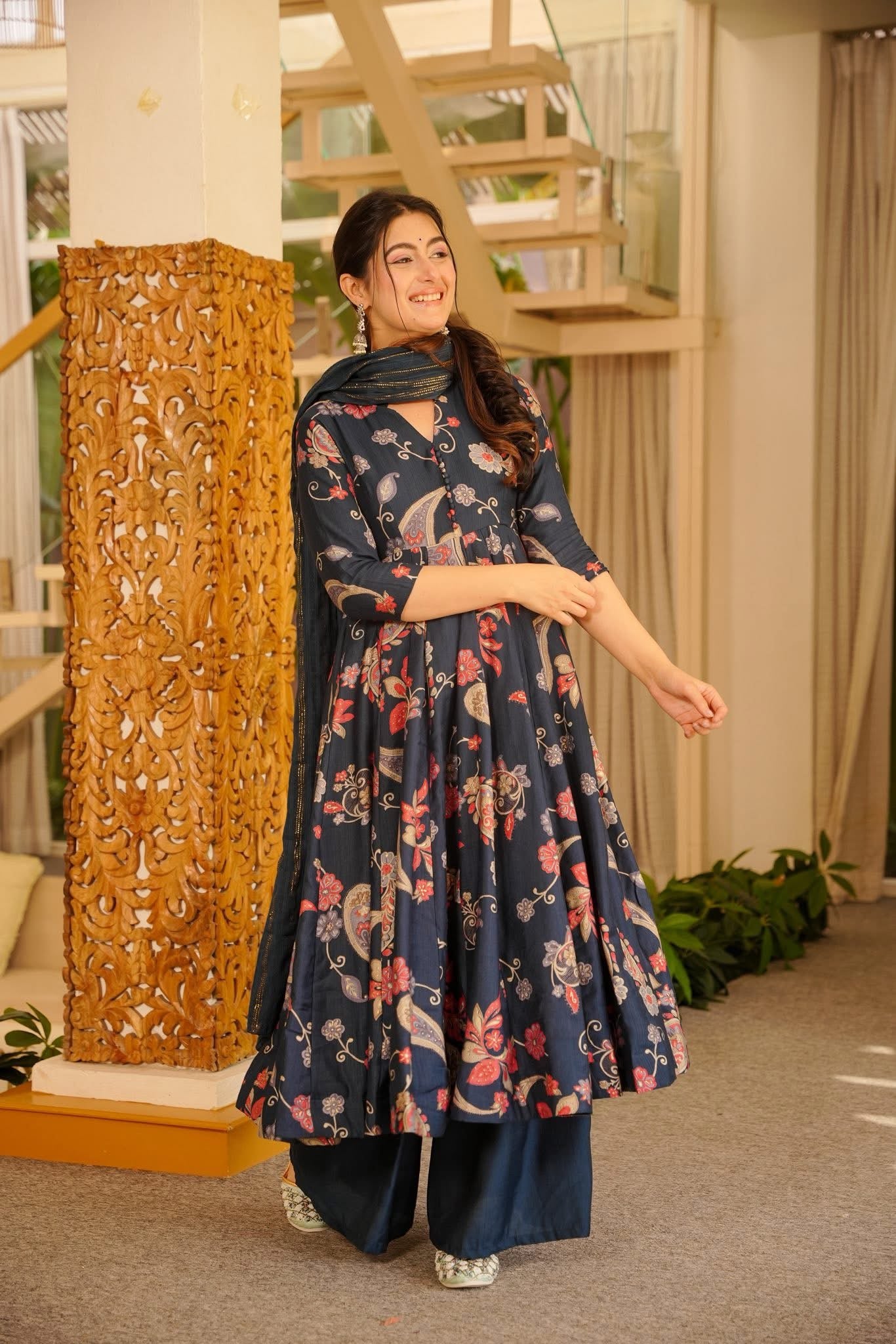 Agnijaa Blue Anarkali Suit Set