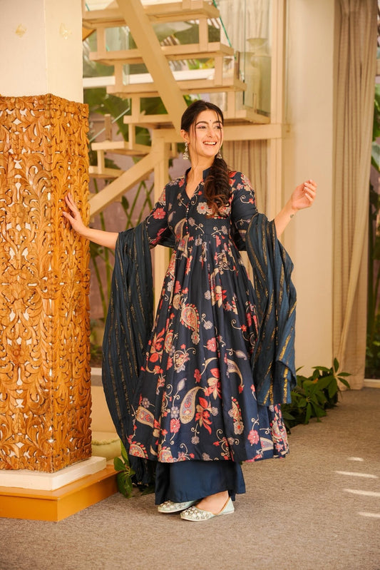 Agnijaa Blue Anarkali Suit Set