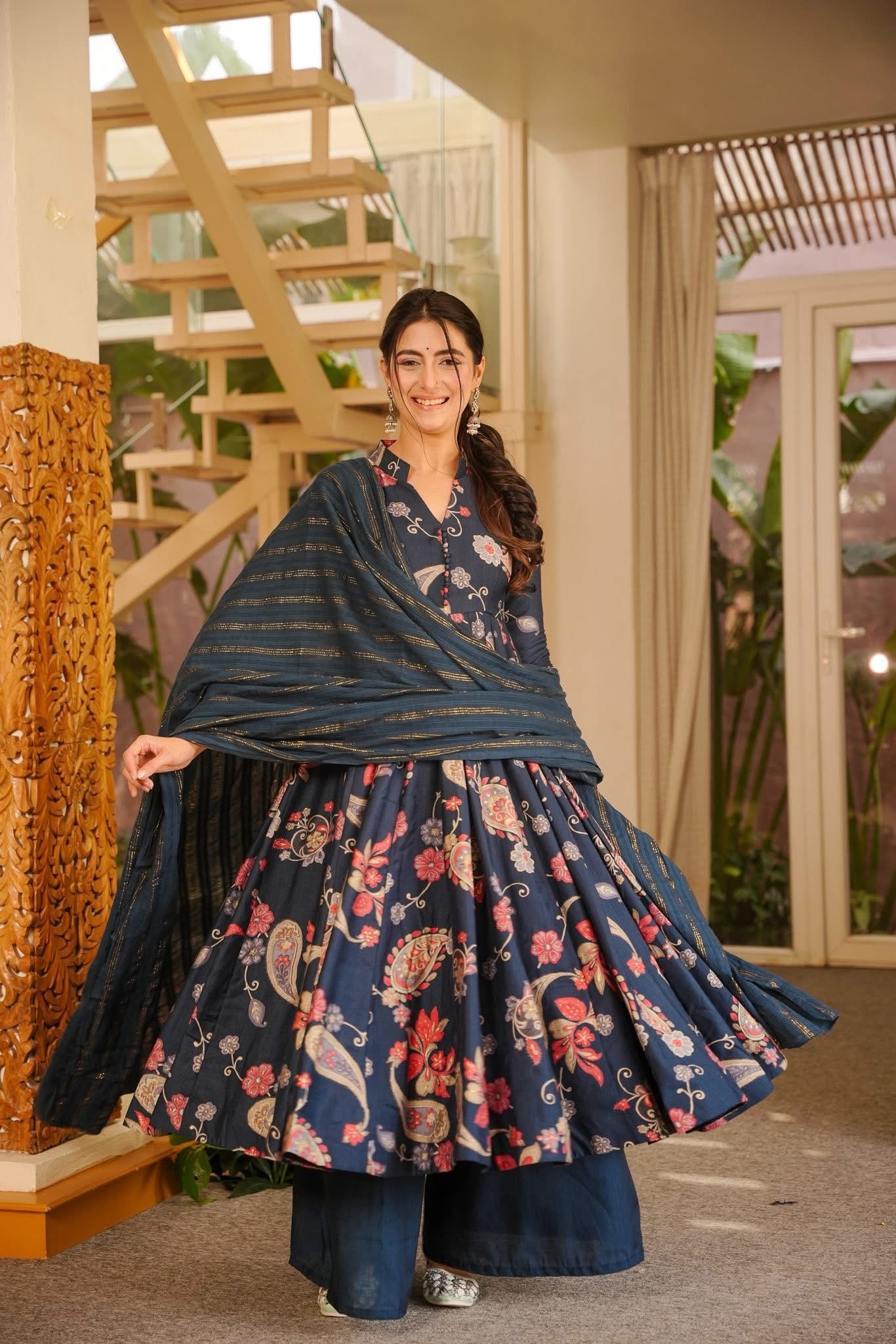 Agnijaa Blue Anarkali Suit Set