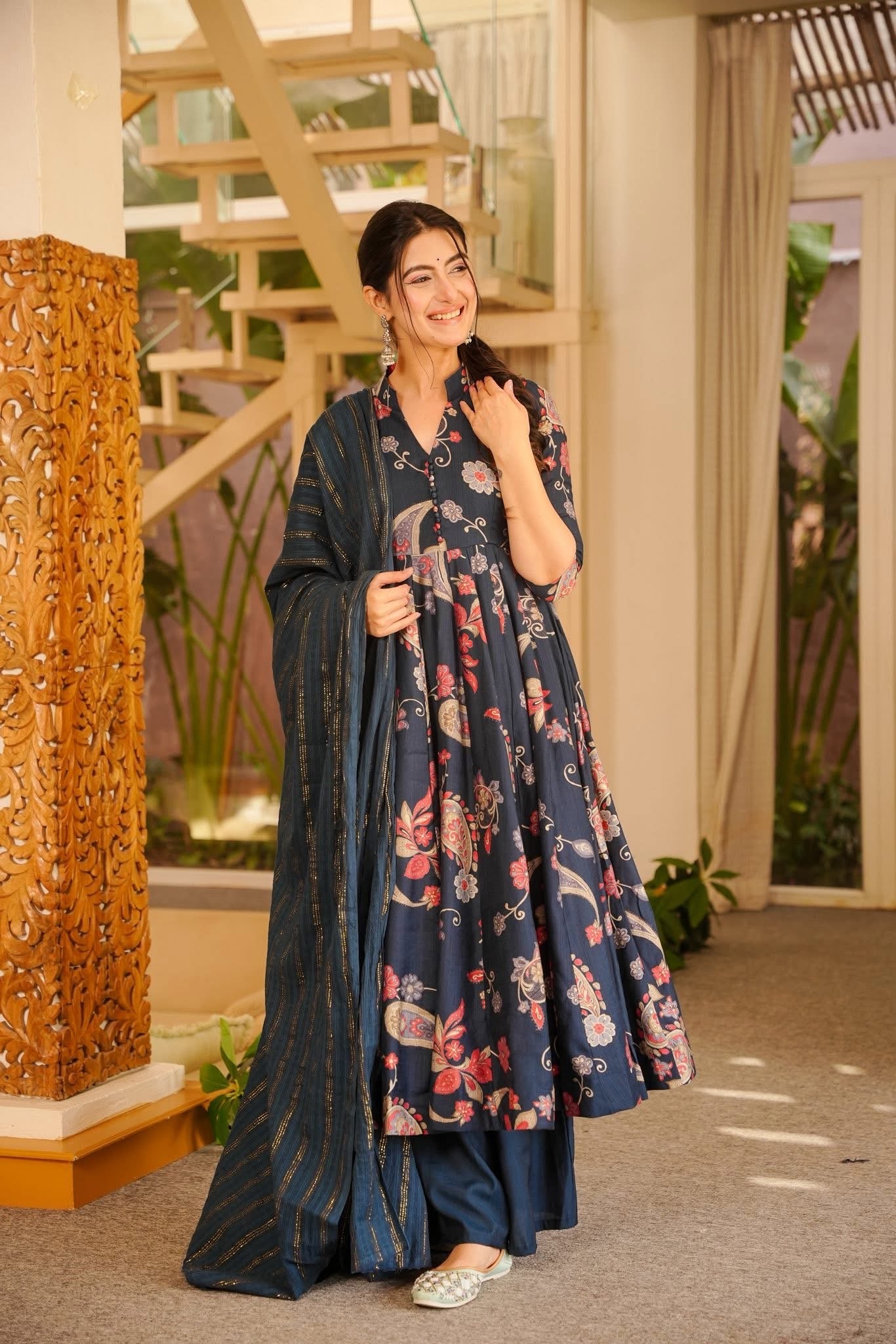 Agnijaa Blue Anarkali Suit Set