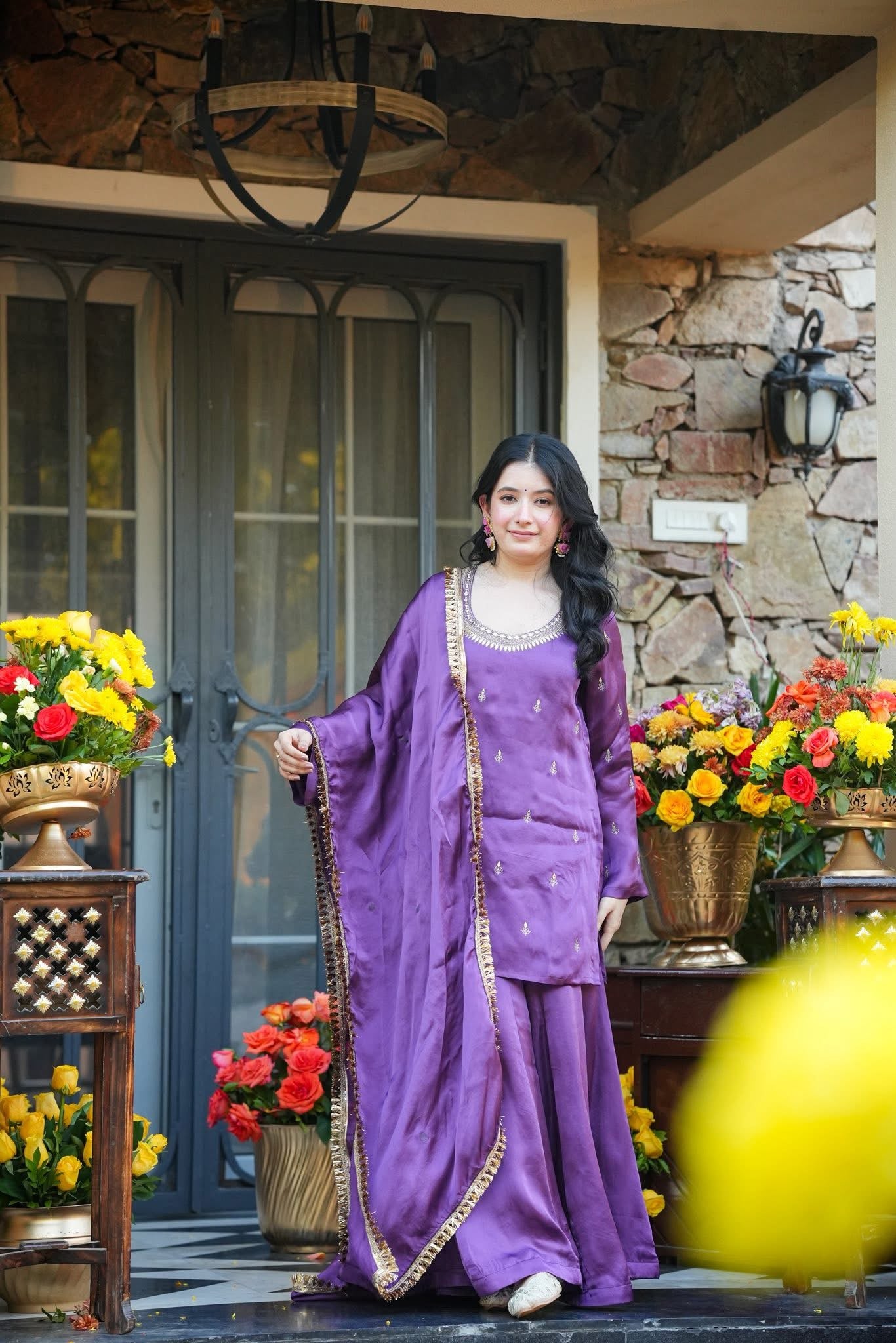 Amethra Purple Wedding Wear Kurta Set