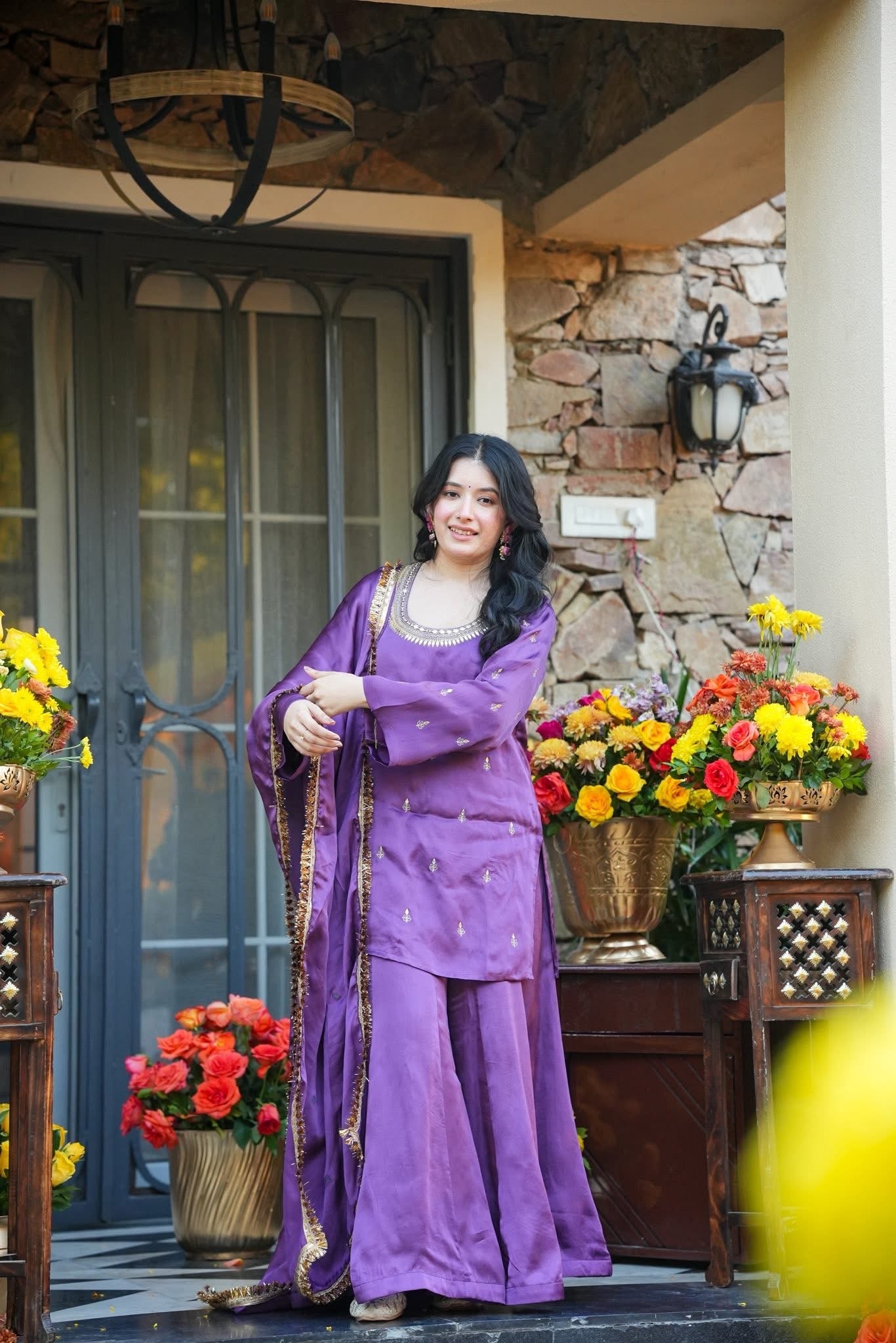 Amethra Purple Wedding Wear Kurta Set