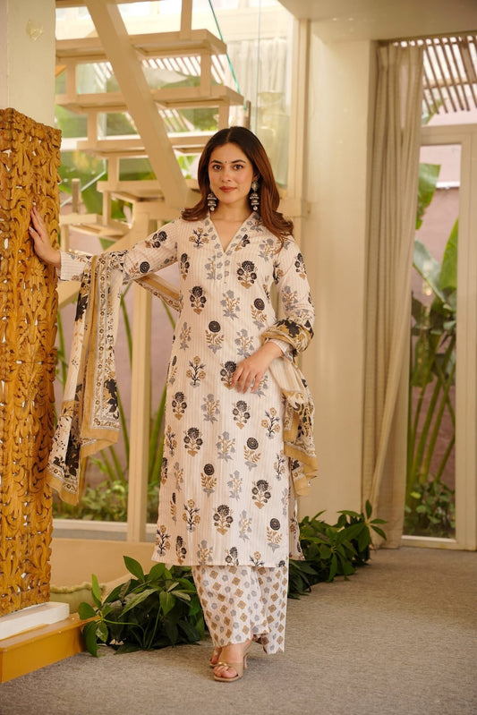 Kusha Printed Cotton Kurta Set