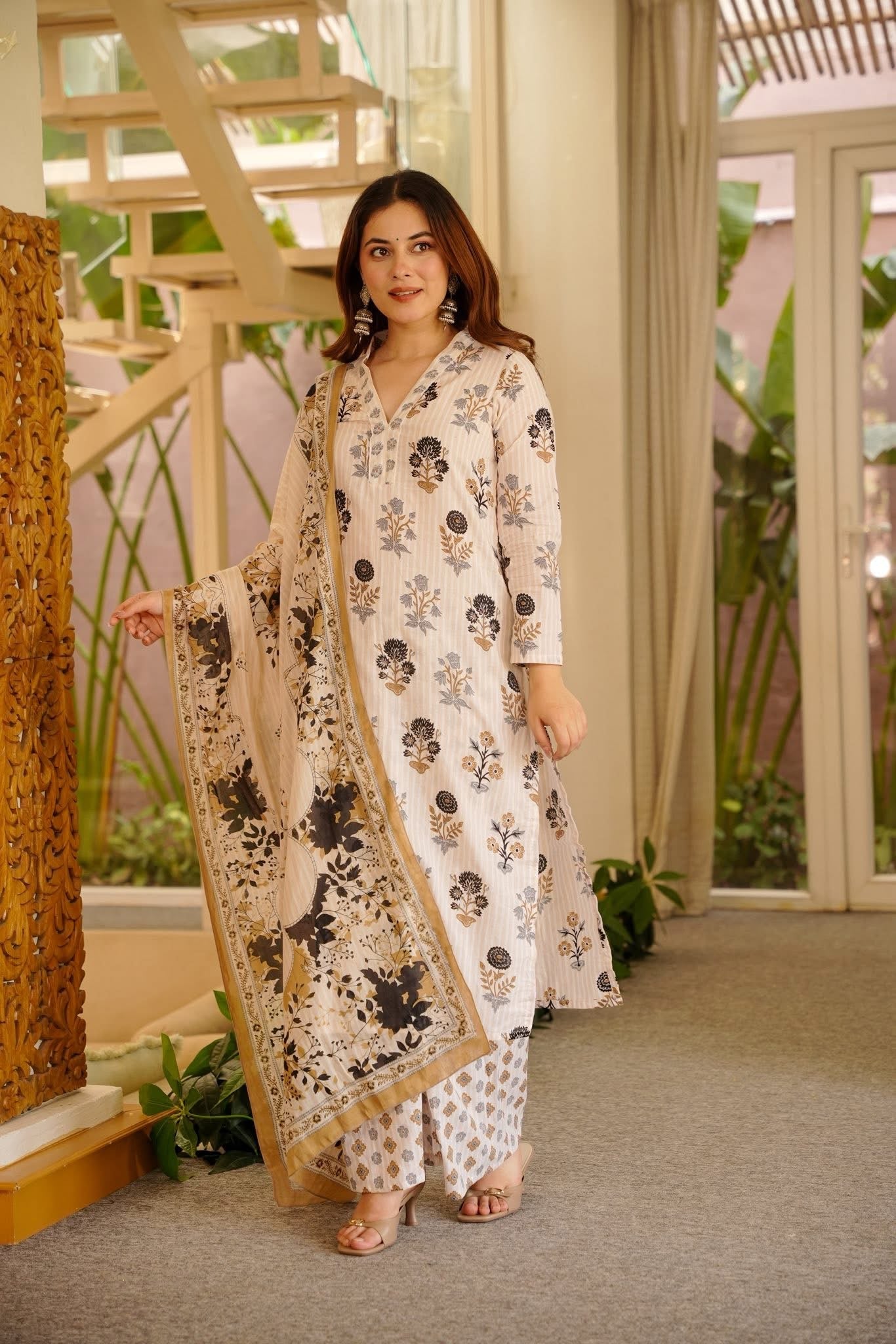 Kusha Printed Cotton Kurta Set
