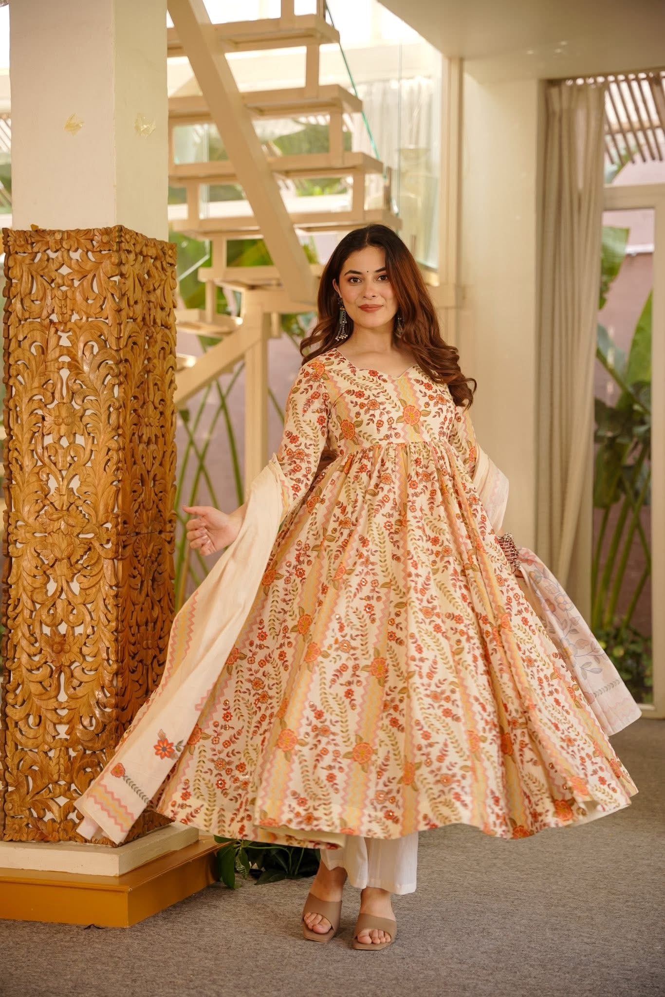 Riyanshi Cotton Anarkali Suit Set