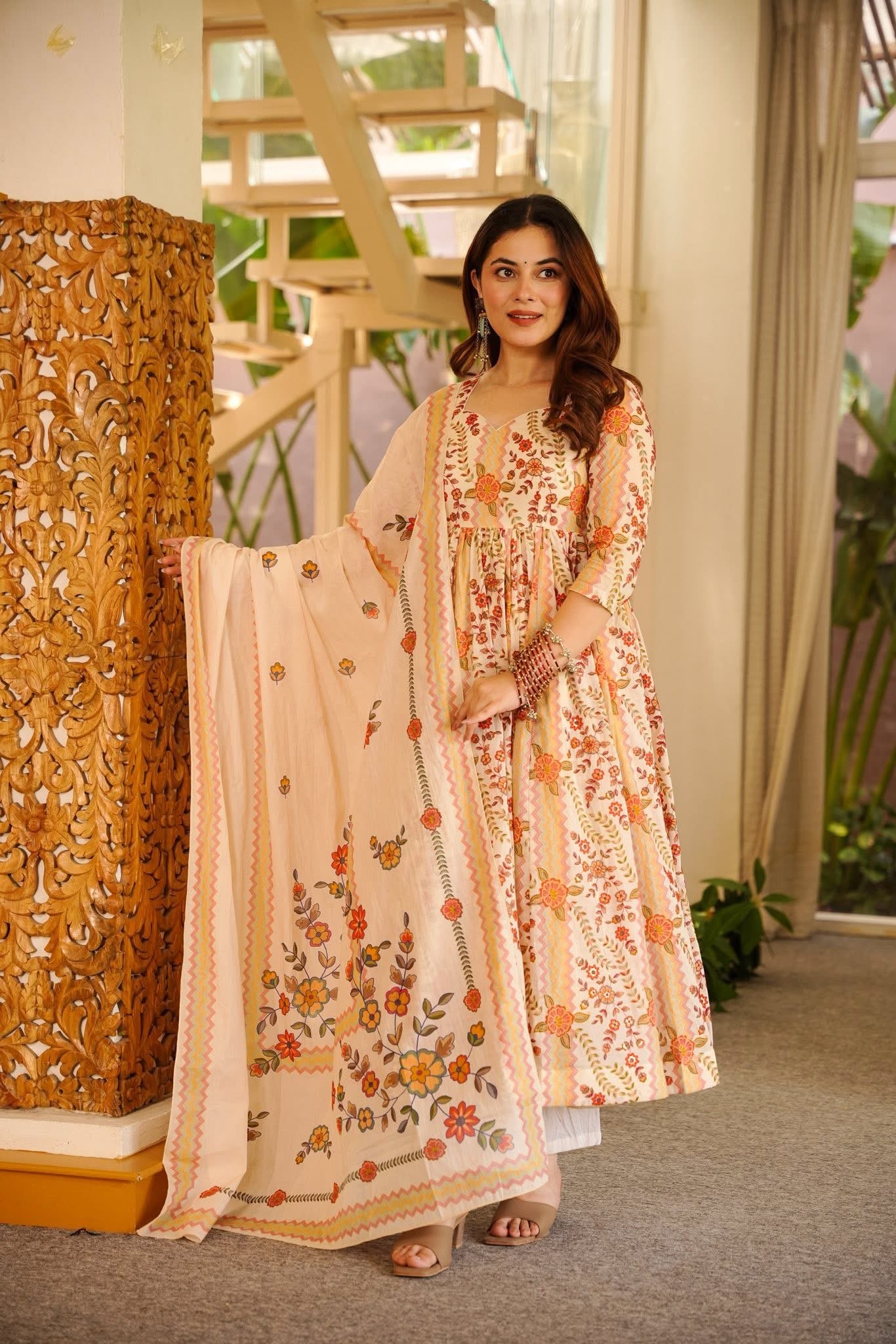 Riyanshi Cotton Anarkali Suit Set