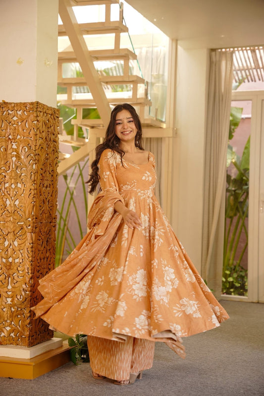 Buy Amelia Cotton Anarkali Suit Set Online in India