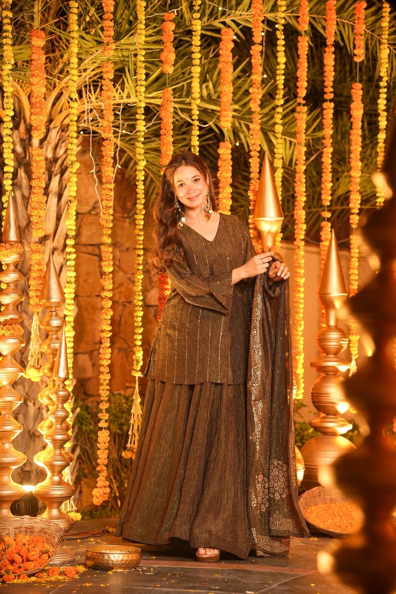 Slitstone Crushed Cosmos Wedding Kurta Set