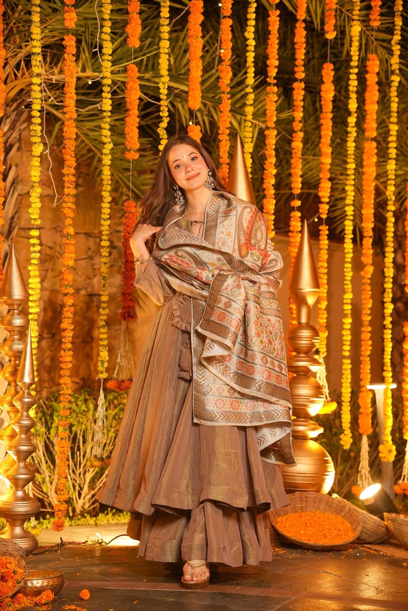 Kashti Mocha Wedding Wear Anarkali Suit Set