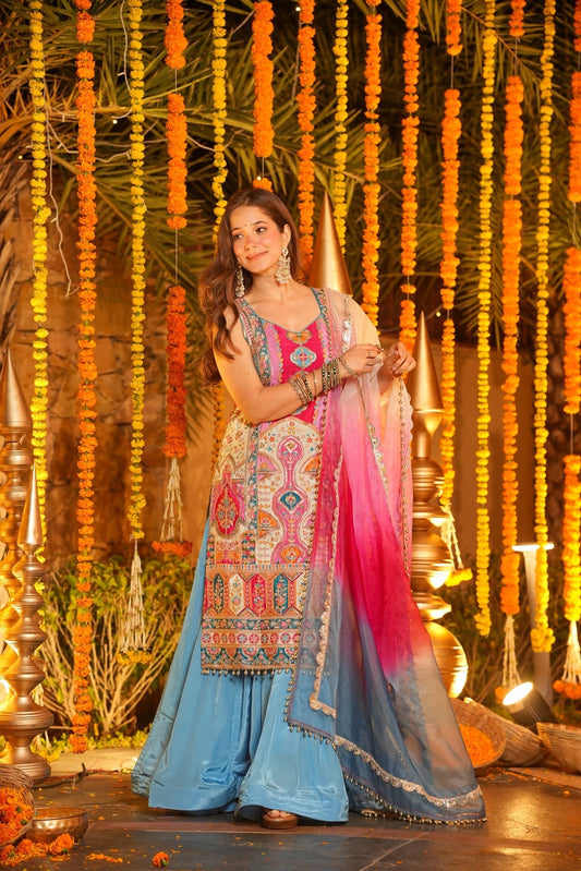 Rainbow Hued Heavy Wedding Kurta Set