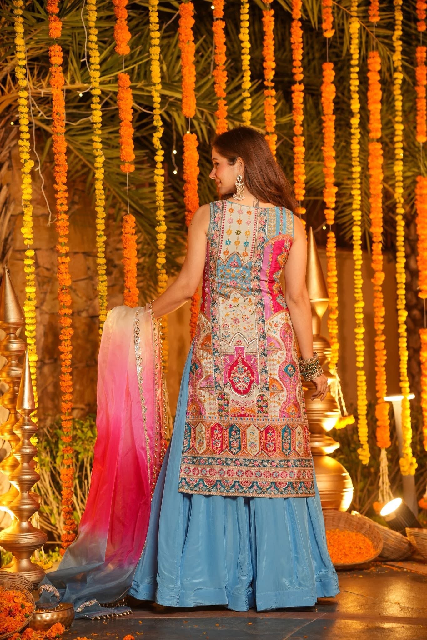 Rainbow Hued Heavy Wedding Kurta Set