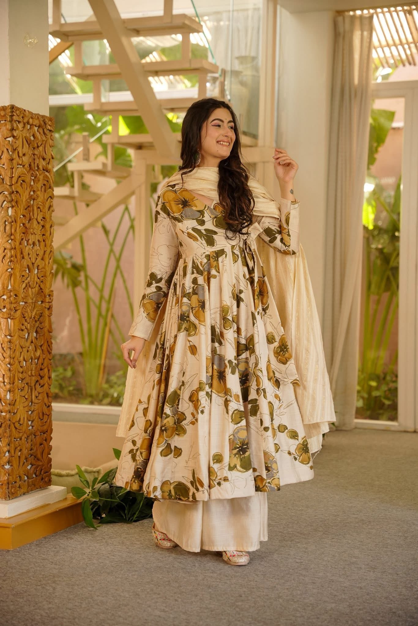 Vanisha Printed Cotton Anarkali Suit Set