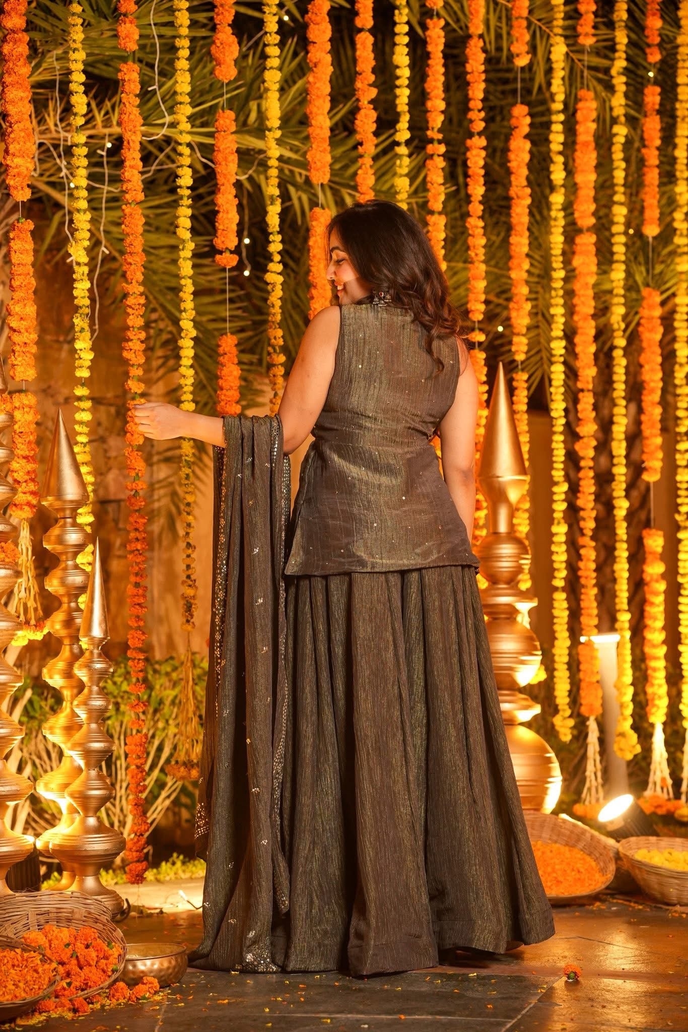 Earthy Crushed Cosmos Angarakha Kurta Set