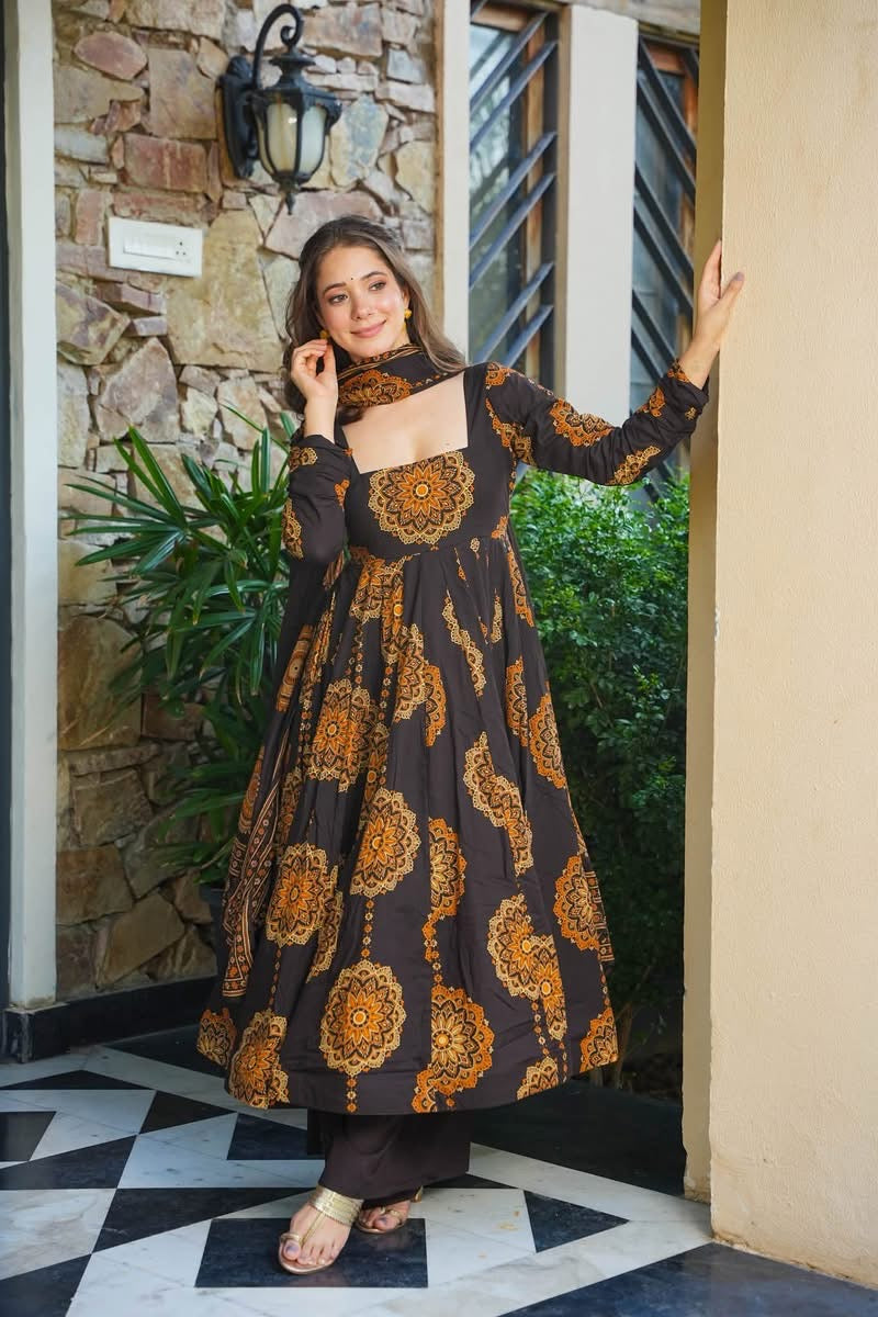Iravika Bloom Cotton Anarkali Set
