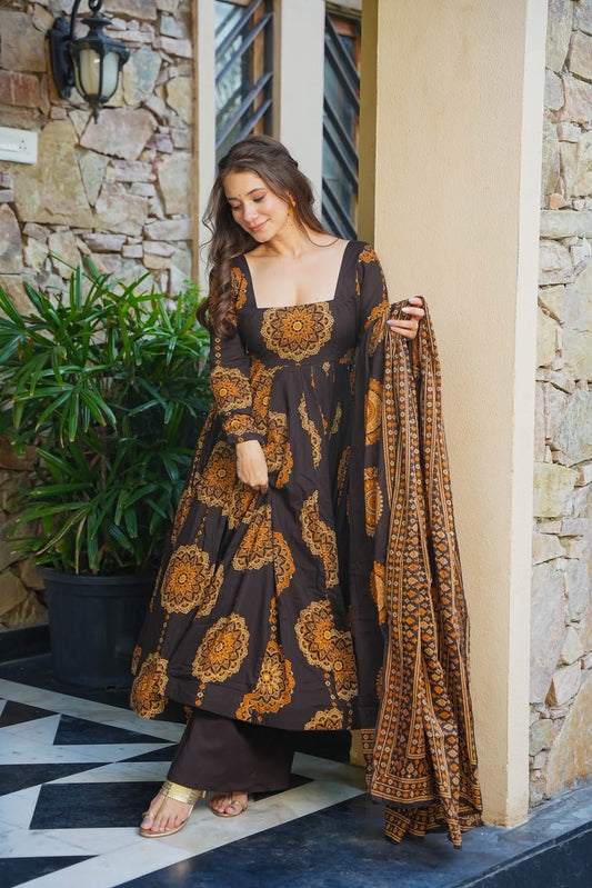 Iravika Bloom Cotton Anarkali Set