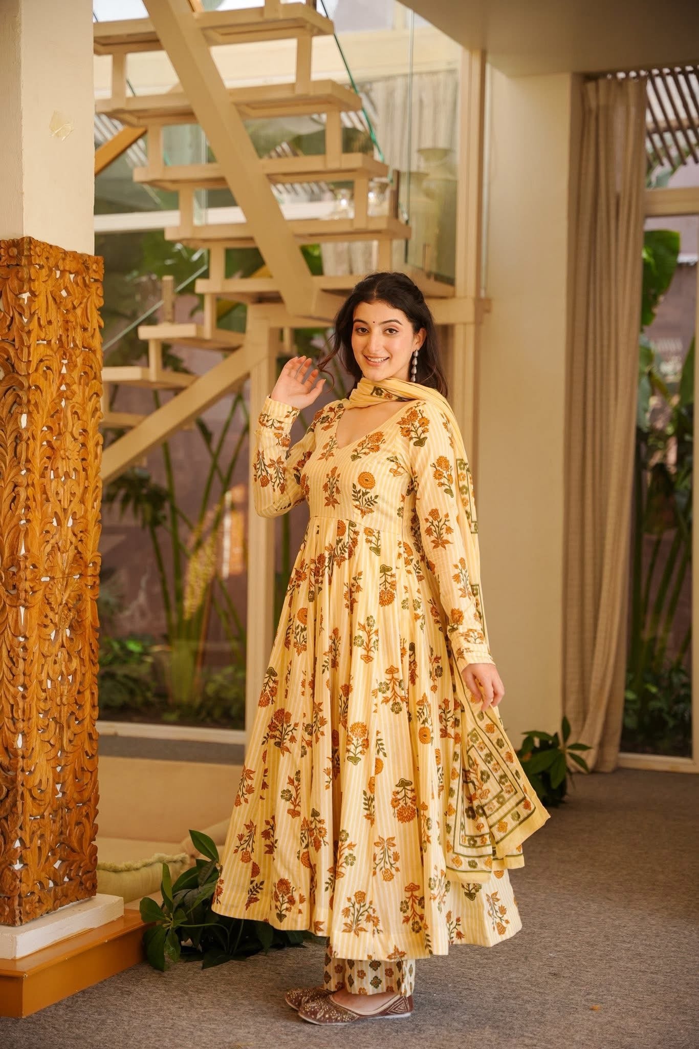 Brahmi Printed Anarkali Suit Set