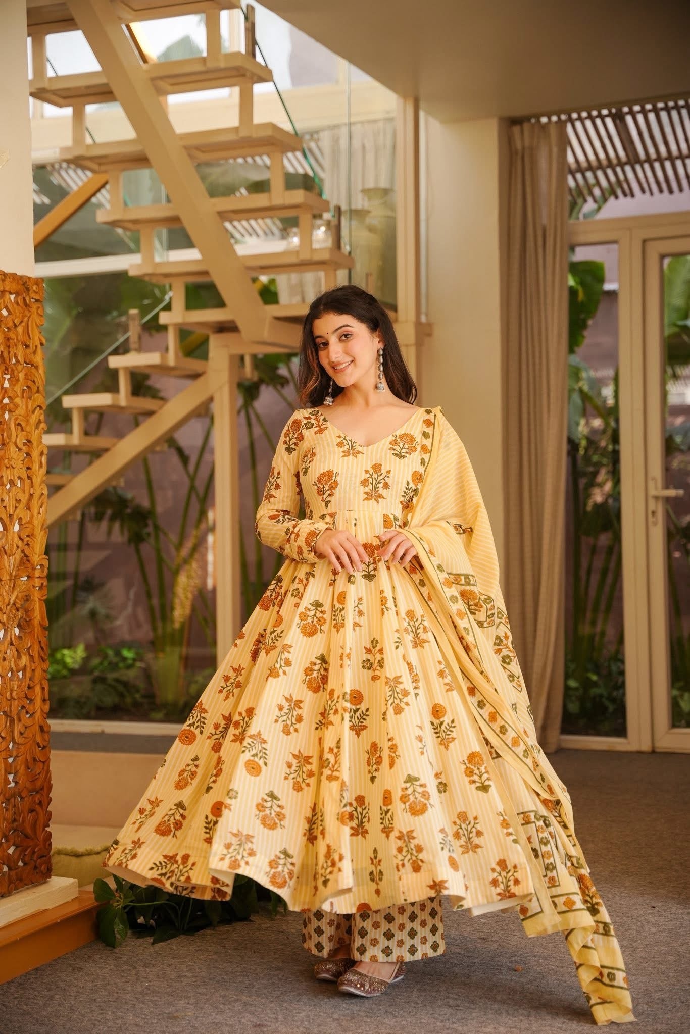 Brahmi Printed Anarkali Suit Set