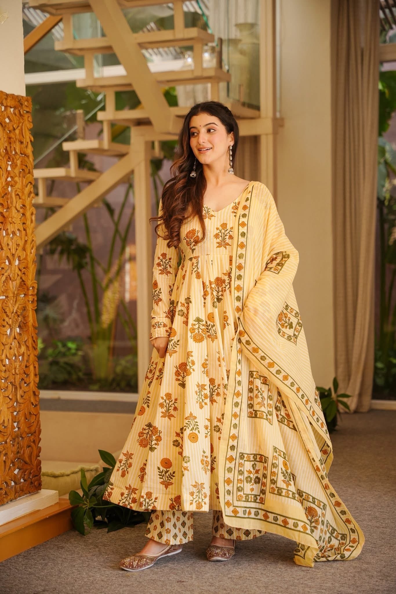 Brahmi Printed Anarkali Suit Set