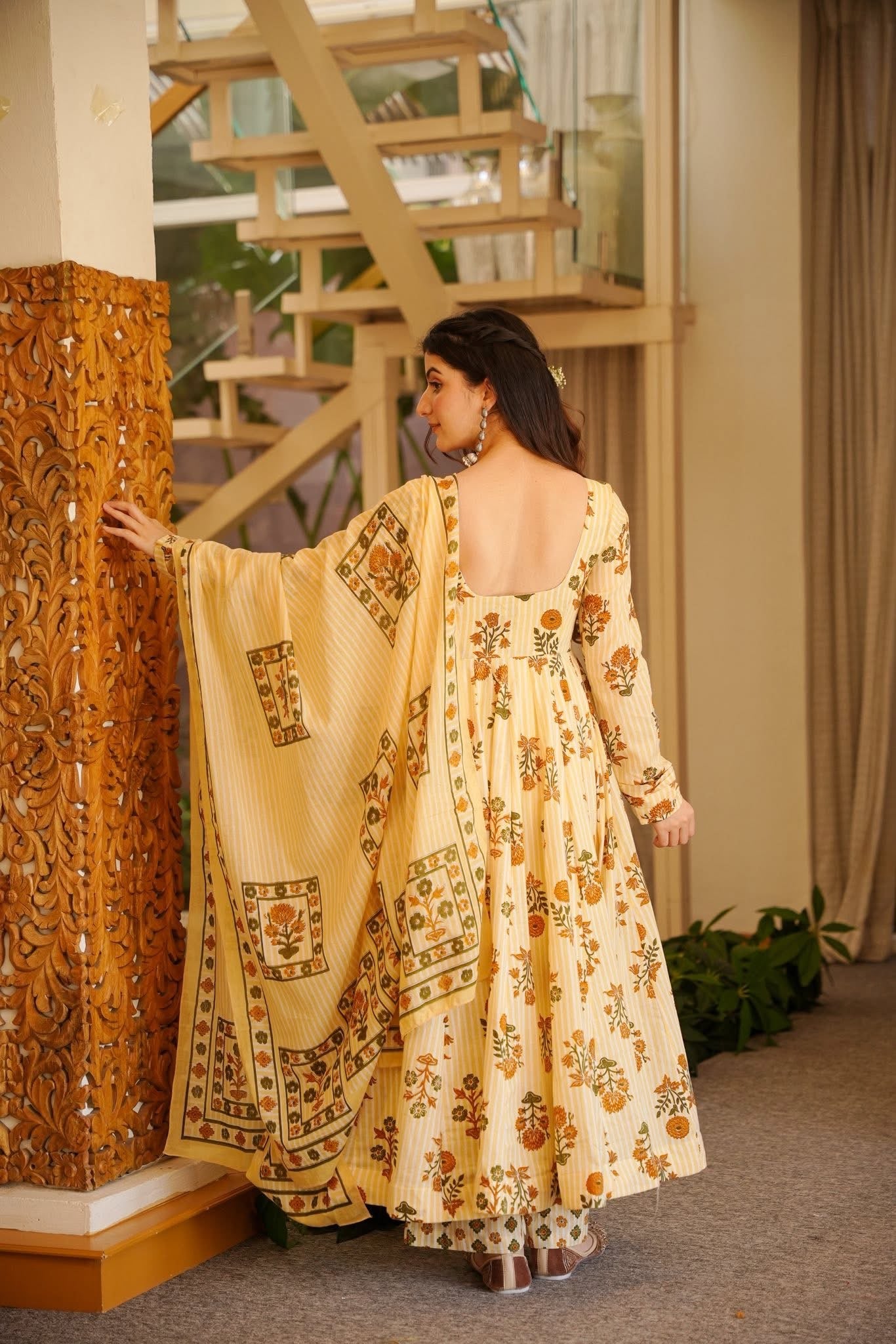 Brahmi Printed Anarkali Suit Set
