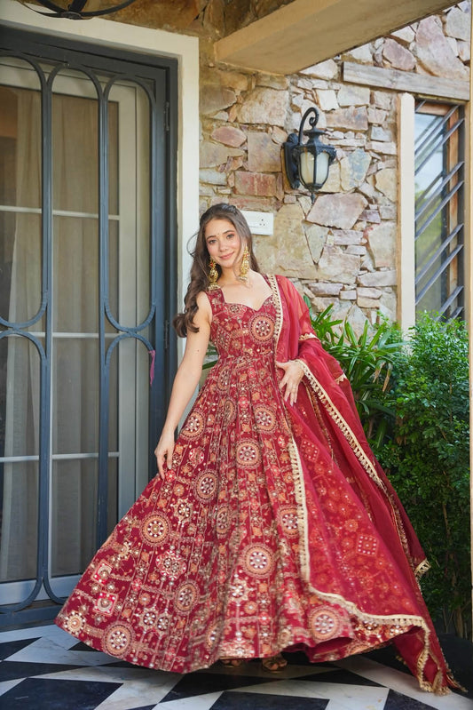 Vasundhara Heavy Embroidered Maxi Set