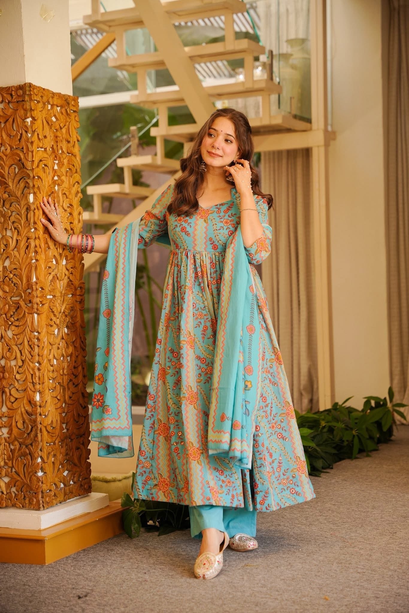 Pragya Cotton Anarkali Suit Set