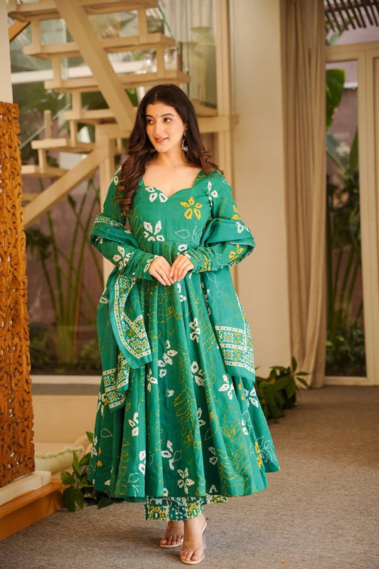 Idhika Printed Anarkali Suit Set