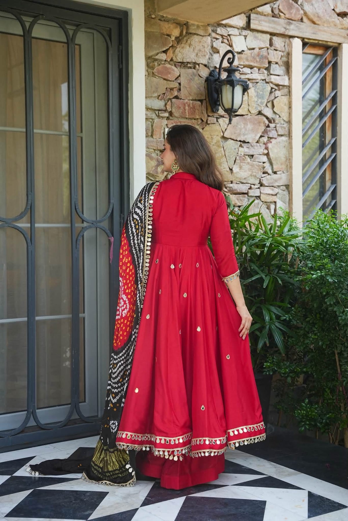 Kunda Red Anarkali Suit Set