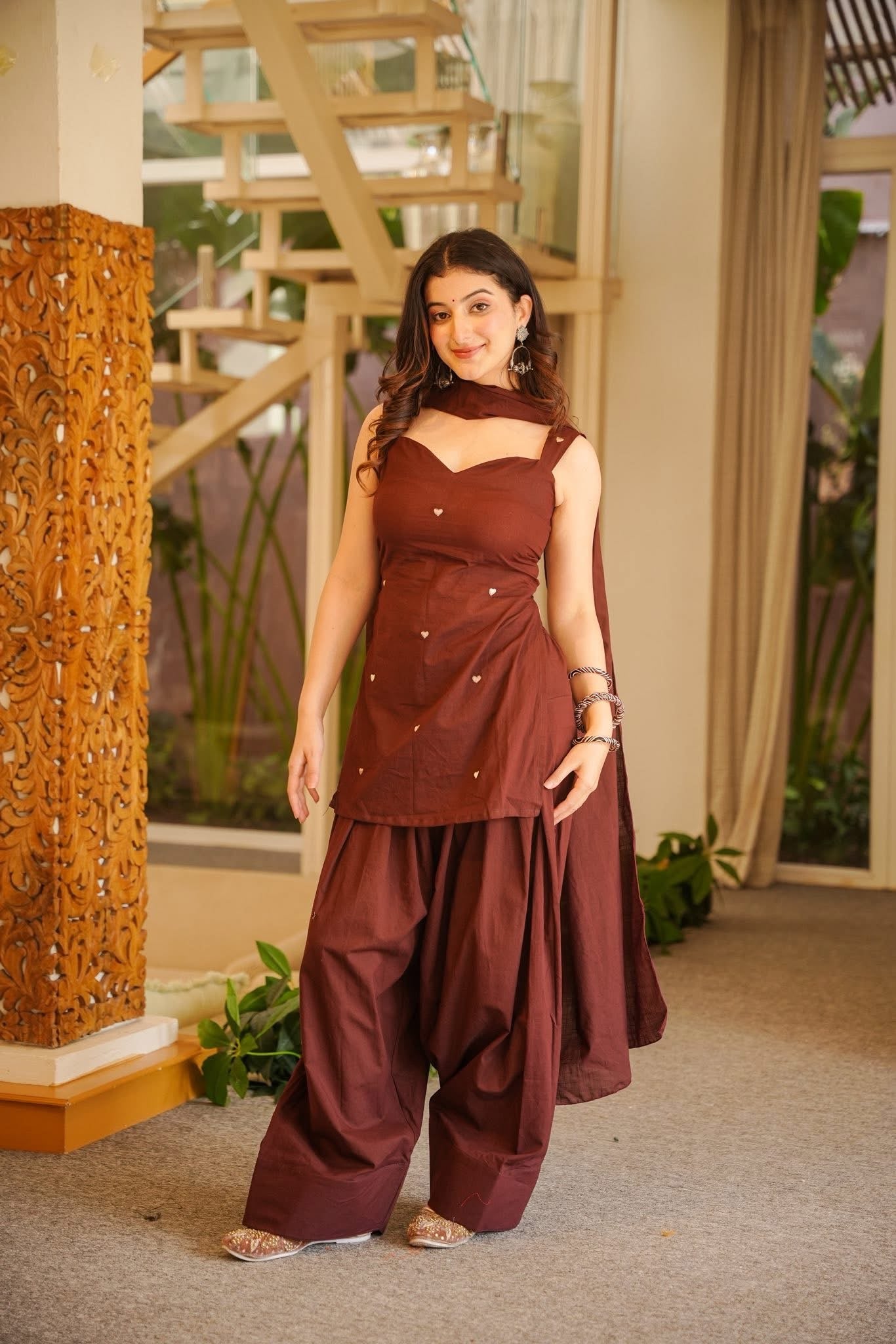 Vayrish Brown Cotton Farshi Salwar Set