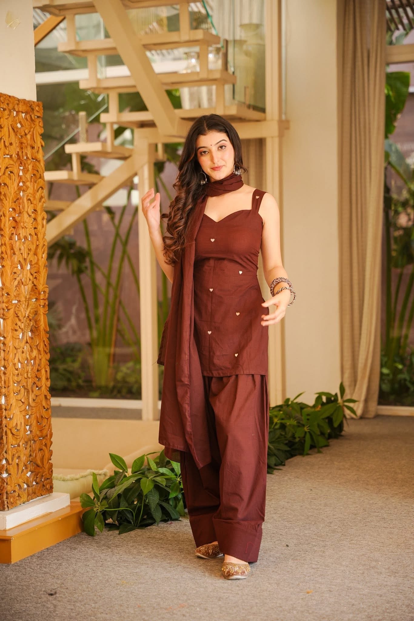 Vayrish Brown Cotton Farshi Salwar Set