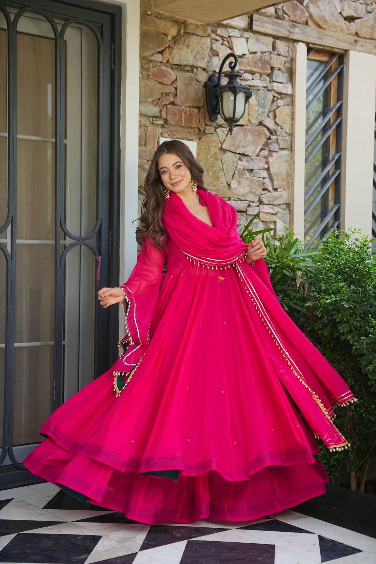 Berrybelle Chanderi Anarkali Suit Set