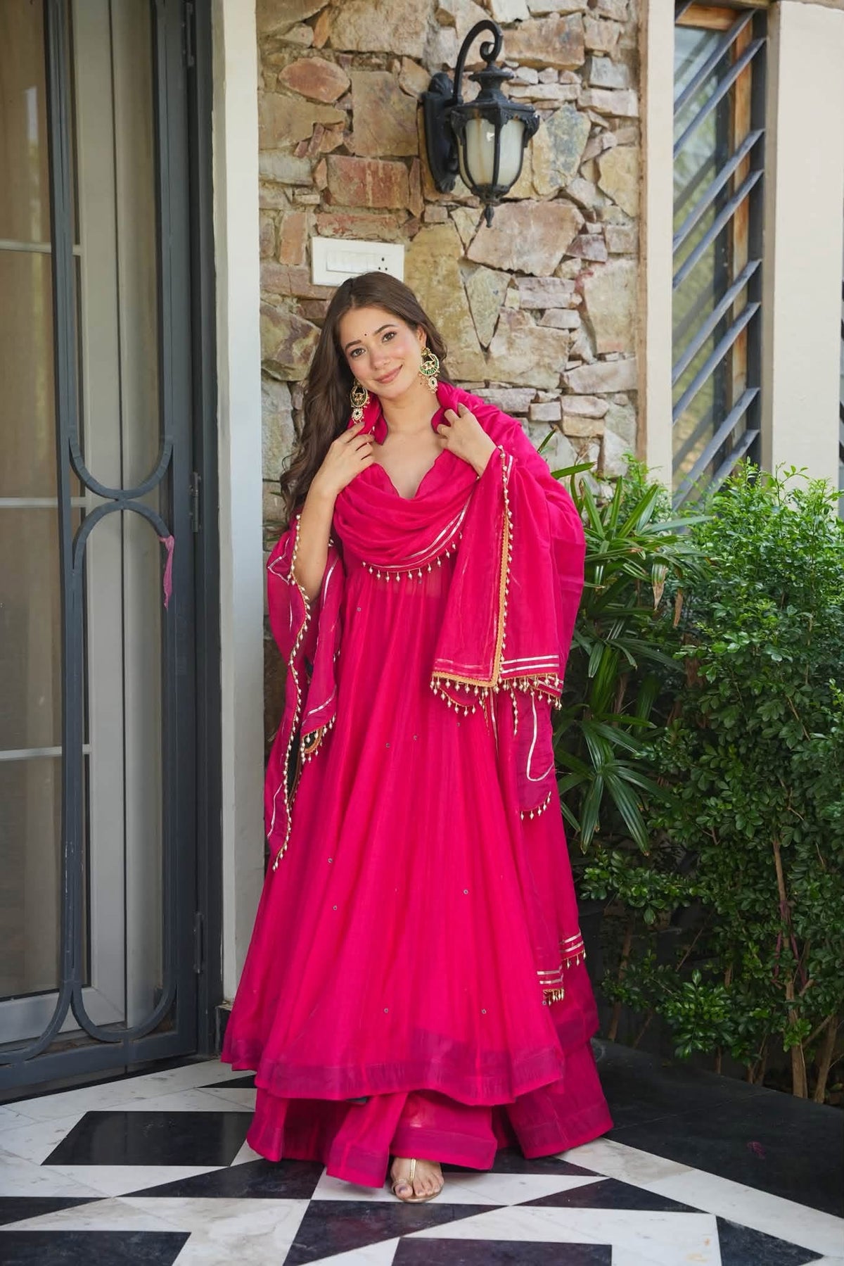 Berrybelle Chanderi Anarkali Suit Set